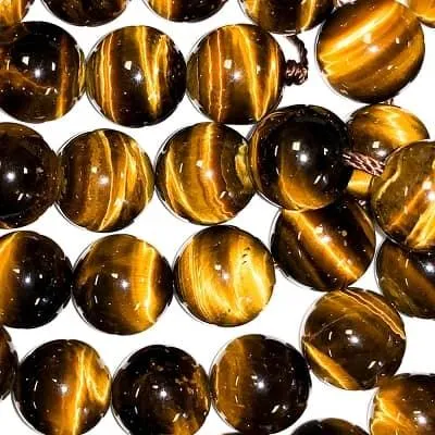 8mm Round Gemstone Beads - Tigereye (10 Pack)