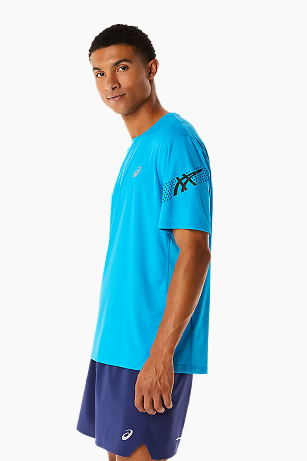 ASICS Men's Icon SS Top in Island Blue/Performance Black