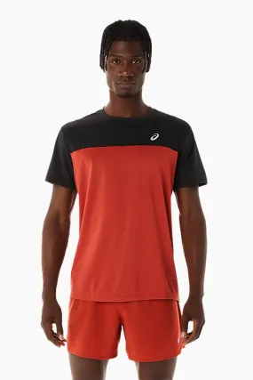 ASICS Men's Race SS Top in Black/Spice Latte