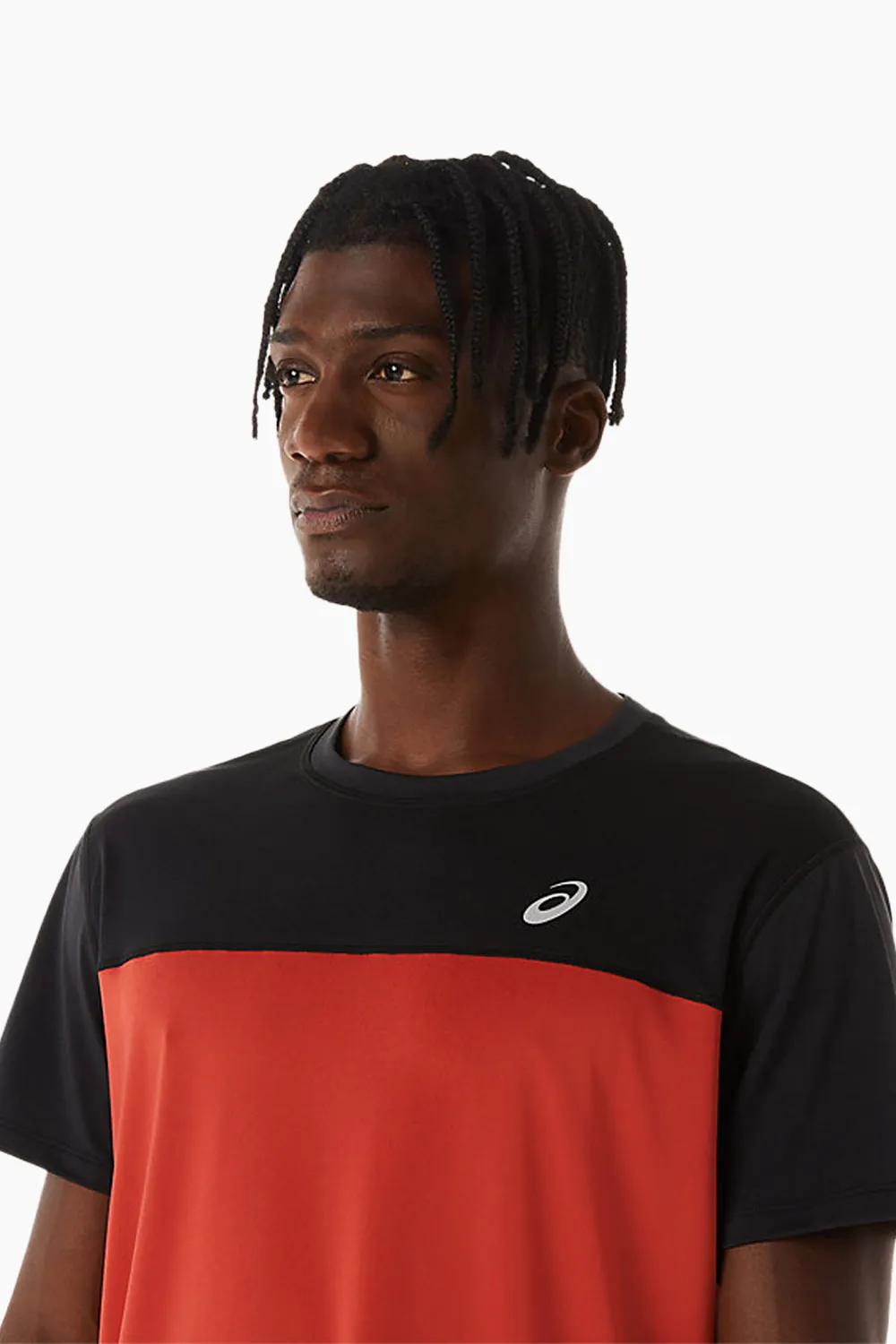 ASICS Men's Race SS Top in Black/Spice Latte