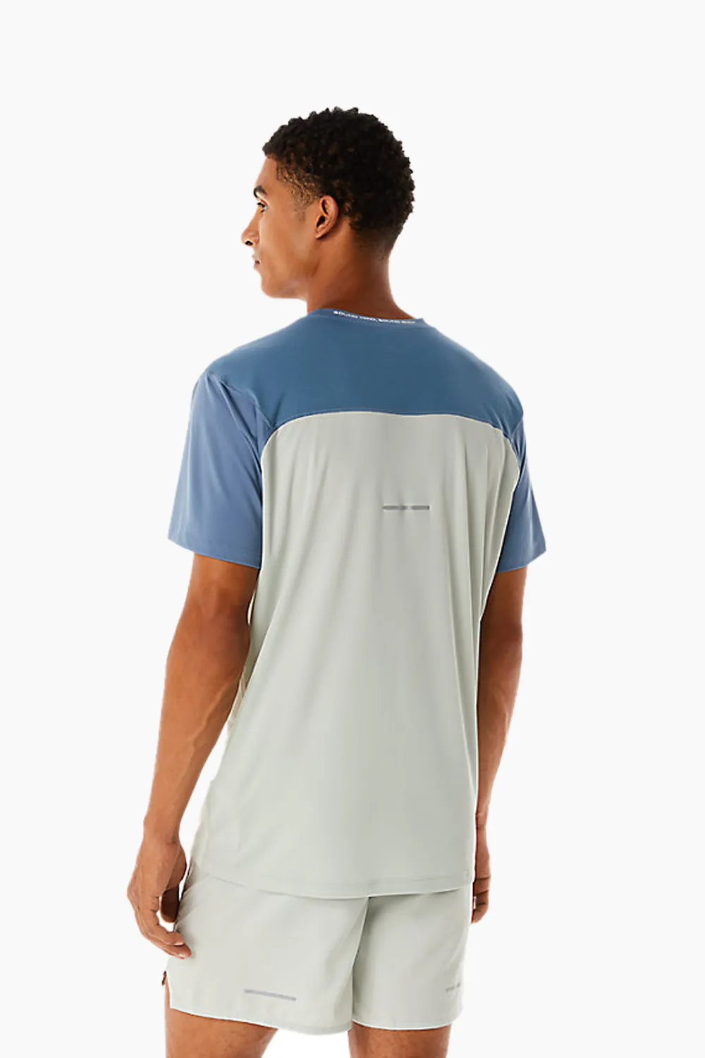 ASICS Men's Race SS Top in Steel Blue/Light Sage