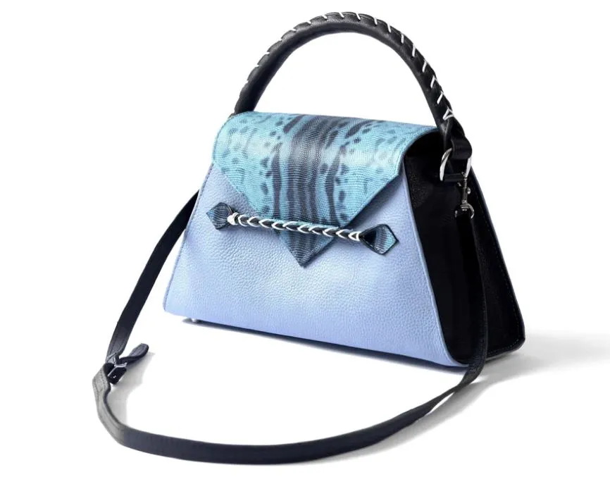 Blue Midi Ese Top Handle Satchel Bag