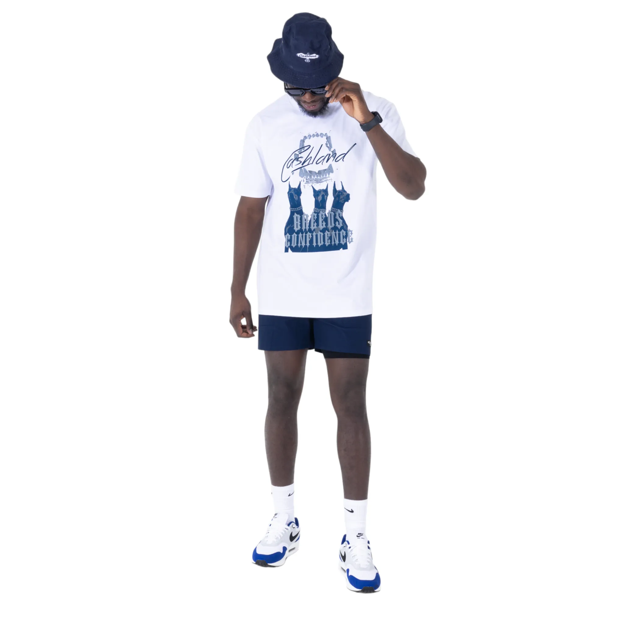 Cashland Breed T-shirt  WHITE : NAVY Logo