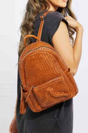 Certainly Chic Faux Leather Woven Backpack