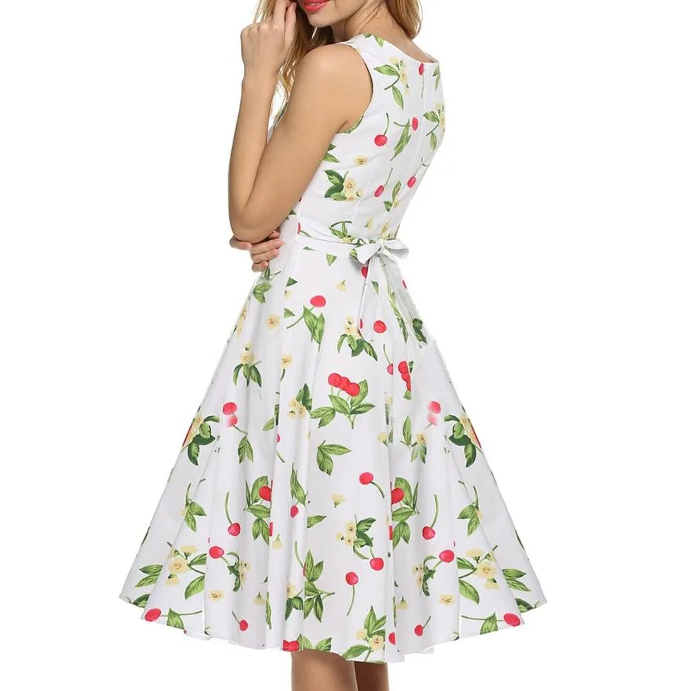 Cherry High Neck Sleeveless Dress