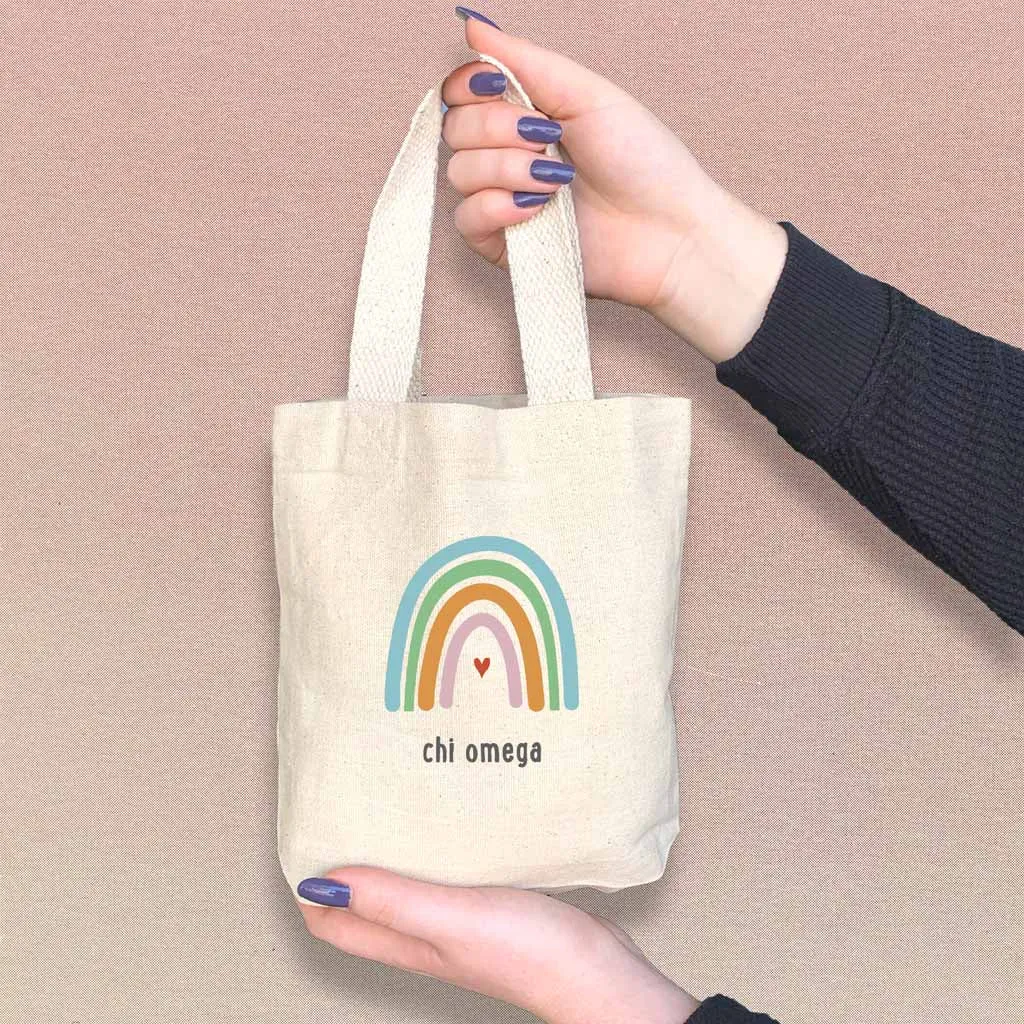 Chi Omega Sorority Rainbow Mini Tote Gift Bag