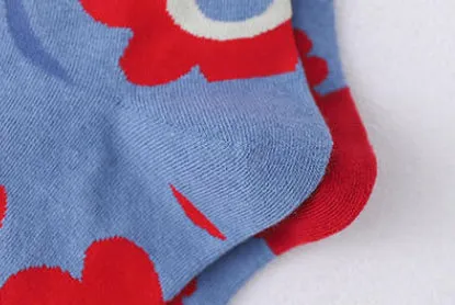 Crew Socks | Mismatched Socks - Flowers Red