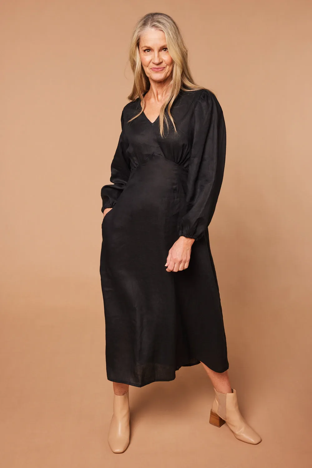 Farrah Long Sleeve Dress in Black