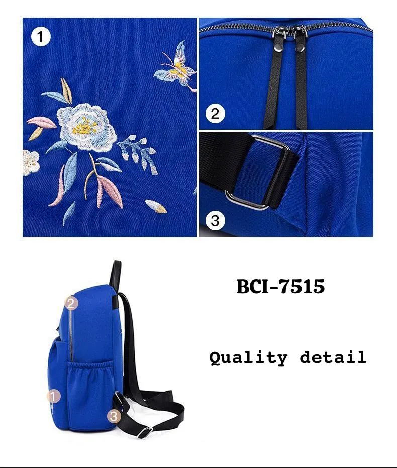 Fashion elegant embroidered flowers bags for women large capacity ladies travel backpack-SK001BB<br data-mce-fragment=1>