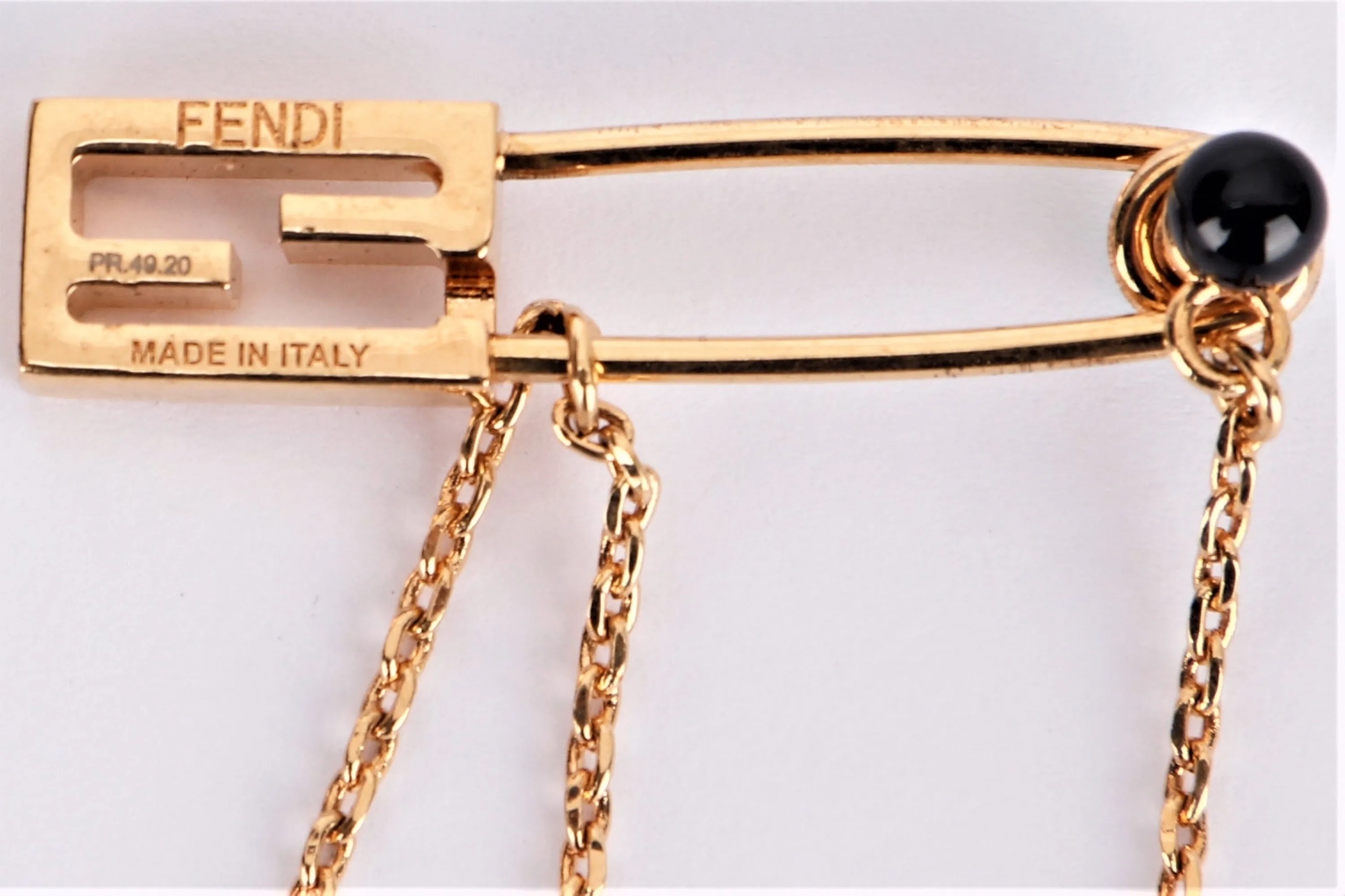 FENDI BAGUETTE CHARMS BRACELET, LIGHT GREEN ENAMEL & GOLD PLATED, NO DUST COVER & BOX