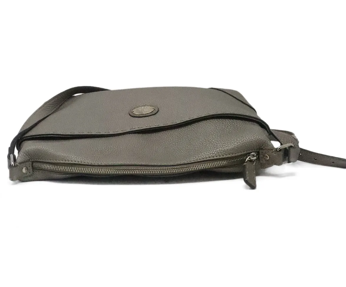 Fendi Grey Leather Selleria Crossbody