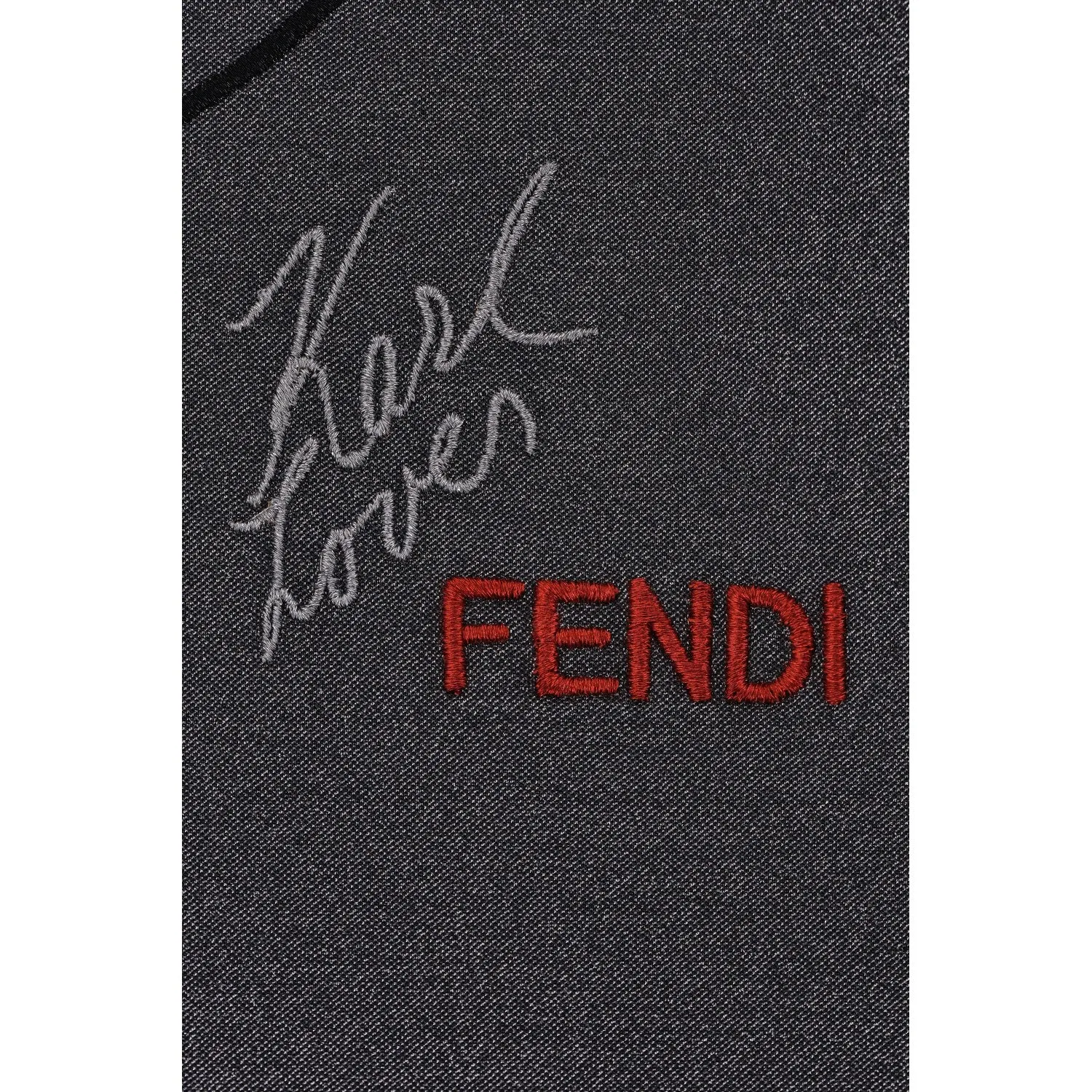 Fendi Karl Lagerfeld Embroidered Laminated Sweatshirt. Size 40IT