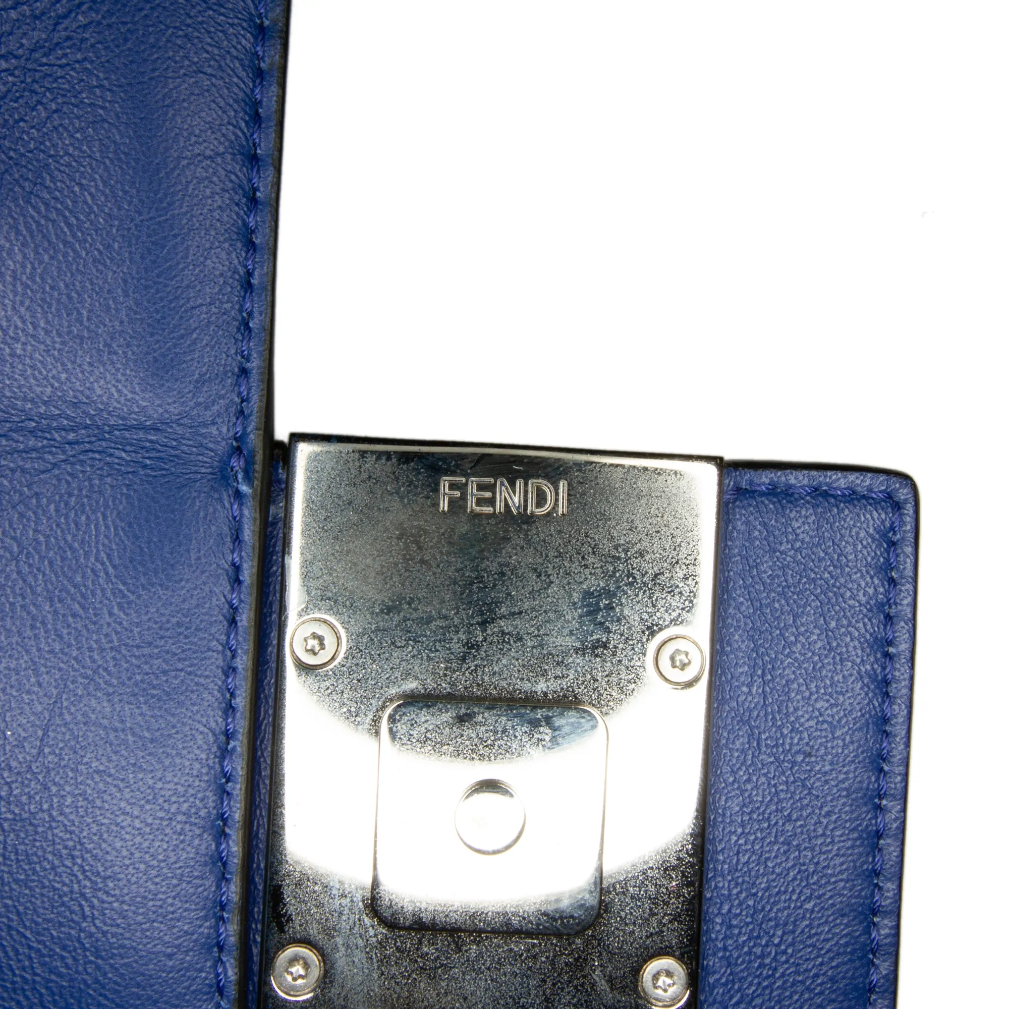 Fendi Nappa FF 1974 Belt Baguette Blue Embossed Lambskin