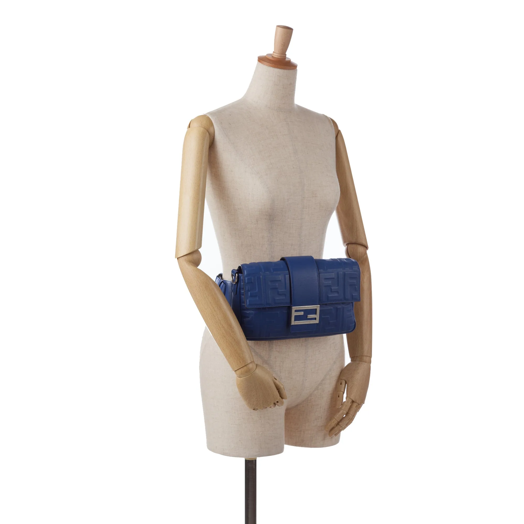 Fendi Nappa FF 1974 Belt Baguette Blue Embossed Lambskin