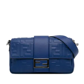 Fendi Nappa FF 1974 Belt Baguette Blue Embossed Lambskin