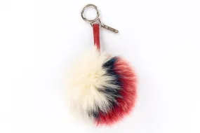 Fendi Pokeball Red ,Blue & White Fur Charm, Silver Hardware, no Dust Cover & Box