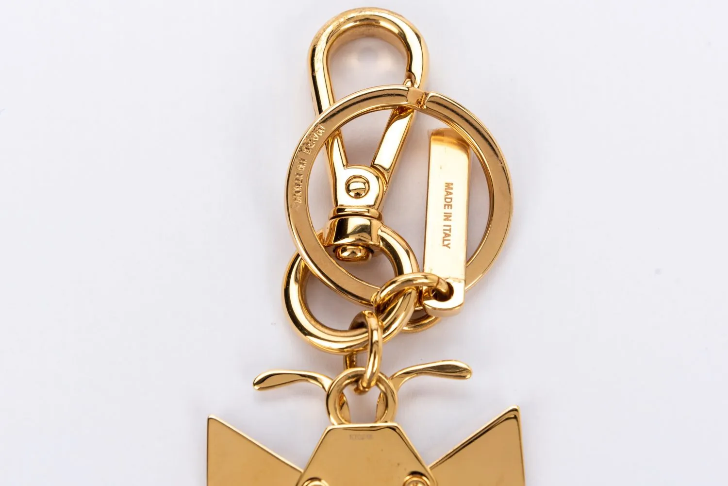 Fendi Superbug Charm, Key Chain Light Gold Plated with Box