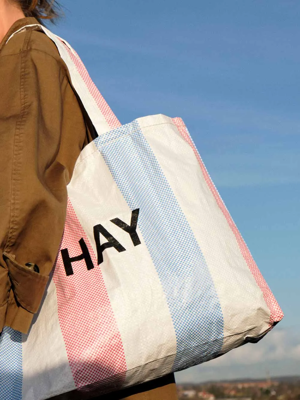 HAY Candy Stripe Shopper in Blue, Red and White