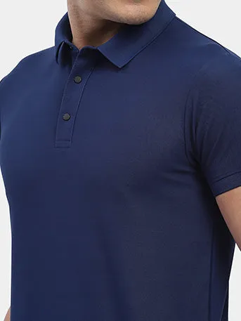 Hummel Men Blue Swift Sports Polo Collar Tshirt