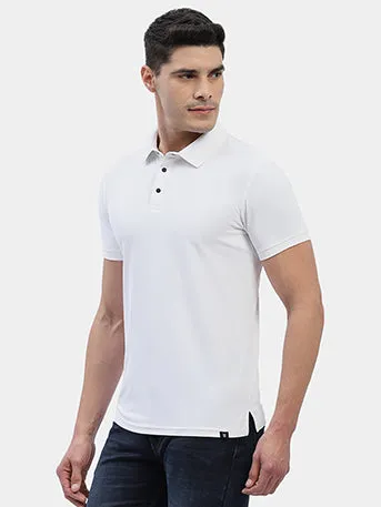 Hummel Men White Swift Sports Polo Collar Tshirt