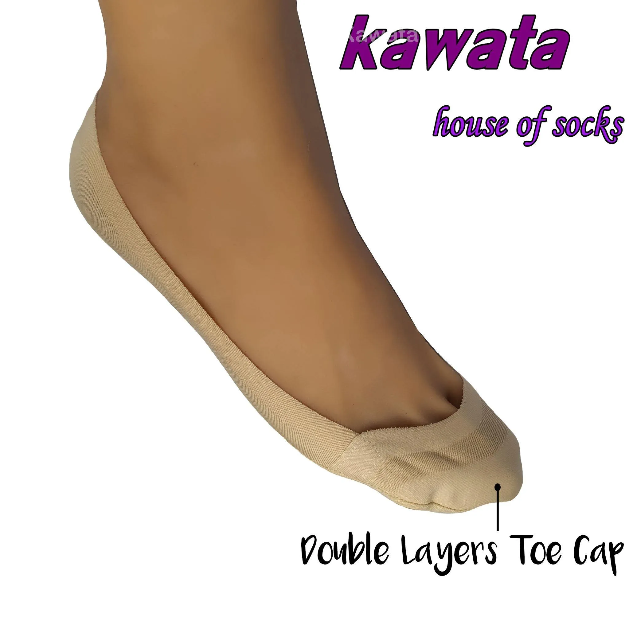 Kawata Double Layer Matte Cotton No Show Socks / Low-Cut Anti-Slip