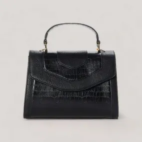 KENNEDY | Black Croco Trim Mini Satchel