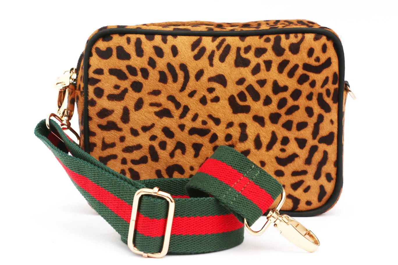 Leopard Leather Camera Crossbody Bag