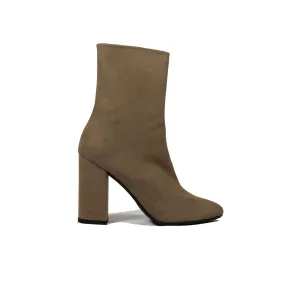 'Lisa' vegan-suede high-heel bootie by Zette Shoes - taupe