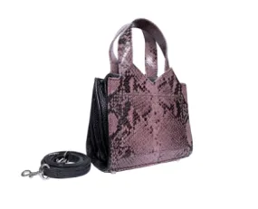 MARTE EGELE PURPLE BUI MINI TOP HANDLE, Geometric Lilac snakeskin, and Magnetic Closure Handbag