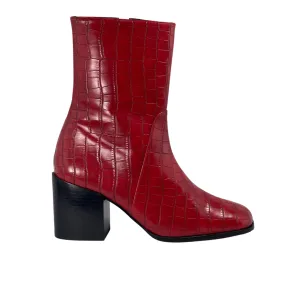 'Menos' vegan mid-calf boot by Zette Shoes - red croc