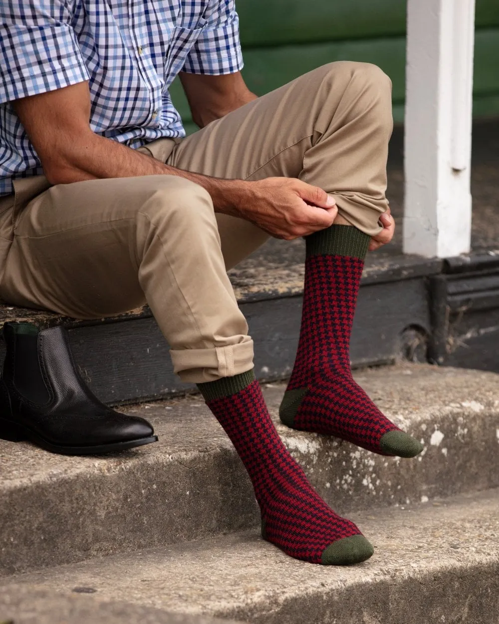 Men's Houndstooth Casual Socks - Spruce