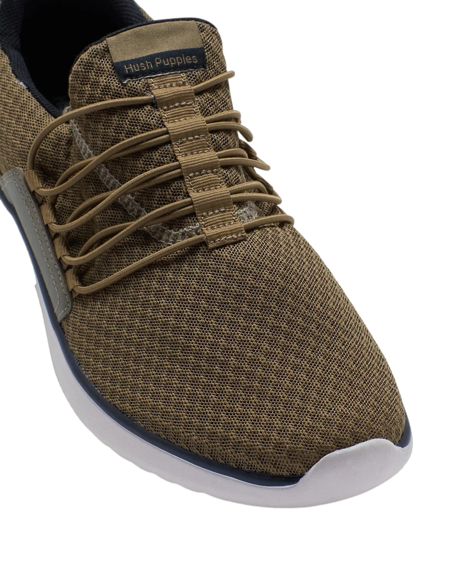 Mens Hush Puppies The Good Bungee Olive Textile Casual Shoes