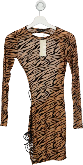 MURCI Brown Tiger Mesh Mini Dress UK 8