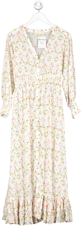 Paloma Blue White / Multi Long Sleeve Midi Dress / Cover Up UK XS