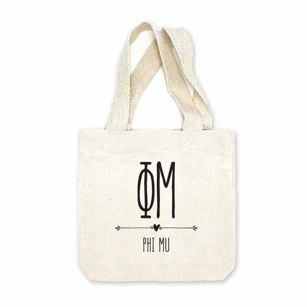 Phi Mu Boho Design on Mini Tote Gift Bag