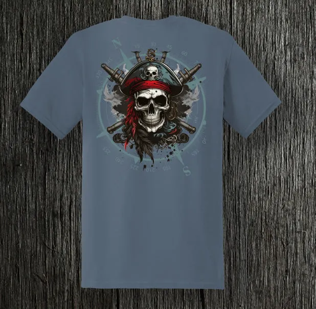 Pirate Skull Super Soft Ring Spun 100% Cotton Midweight Unisex T-Shirt TShirt