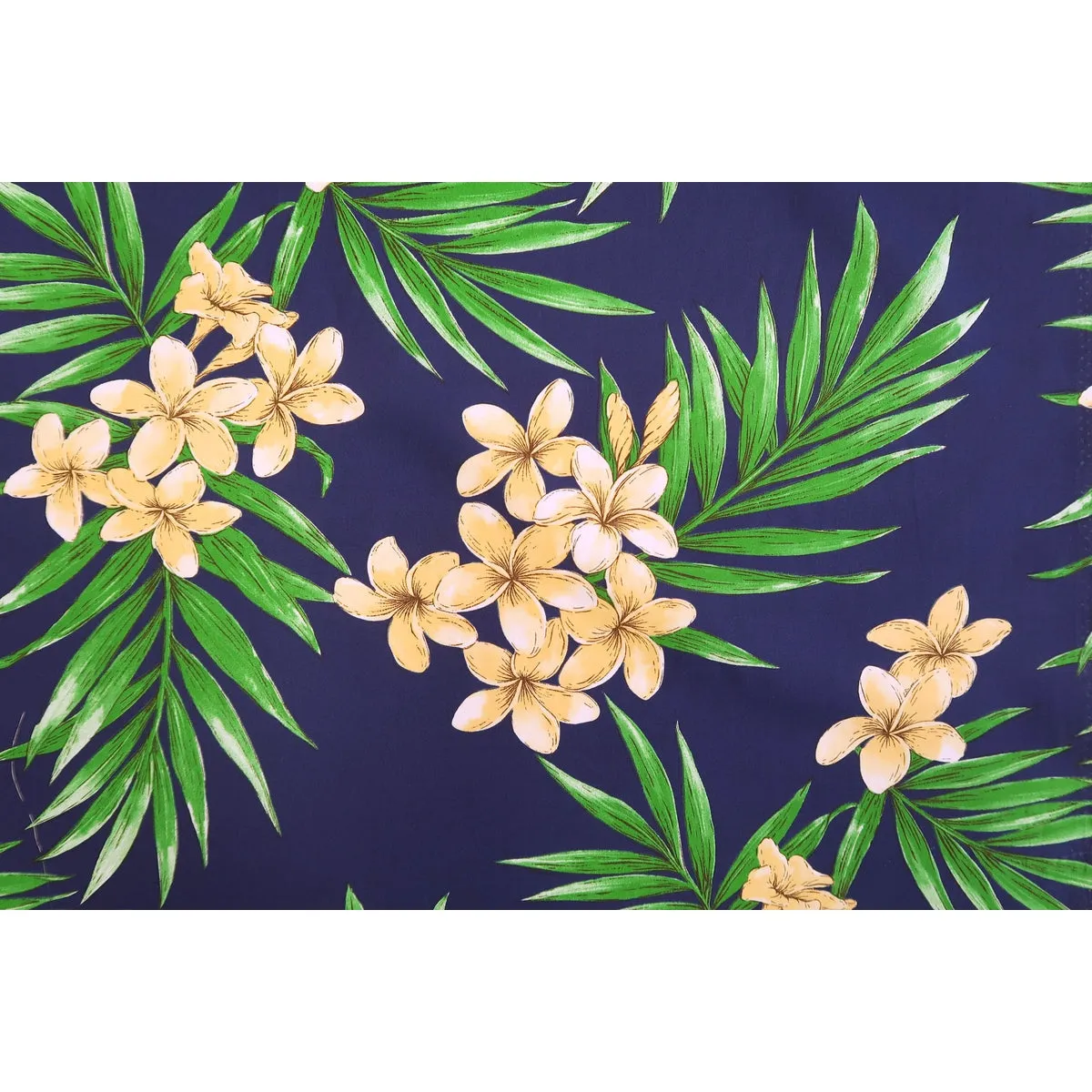 Plumeria All-over Non-Iron Fabric / Navy BLU-0027C