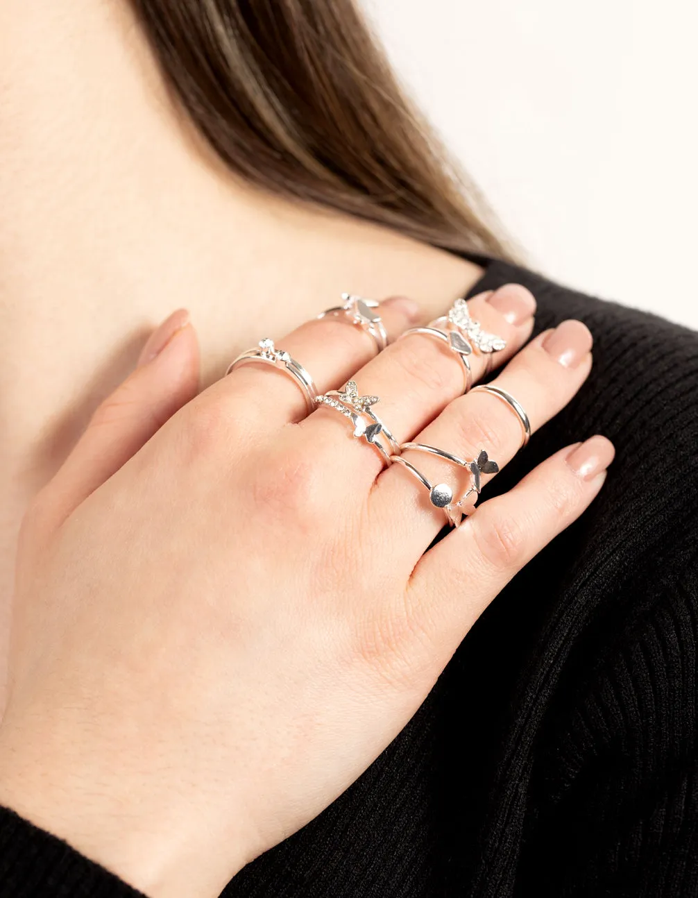 Silver Butterfly Wrap Rings