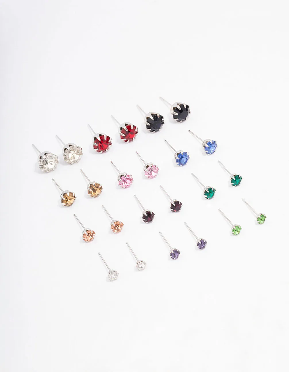 Silver Multi Diamante Earring 12-Pack