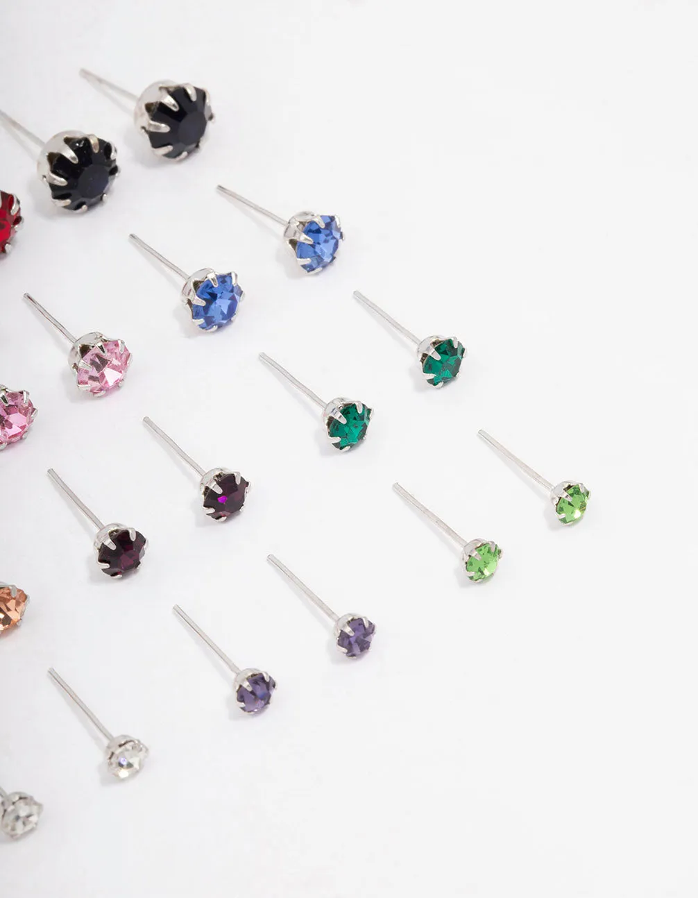 Silver Multi Diamante Earring 12-Pack