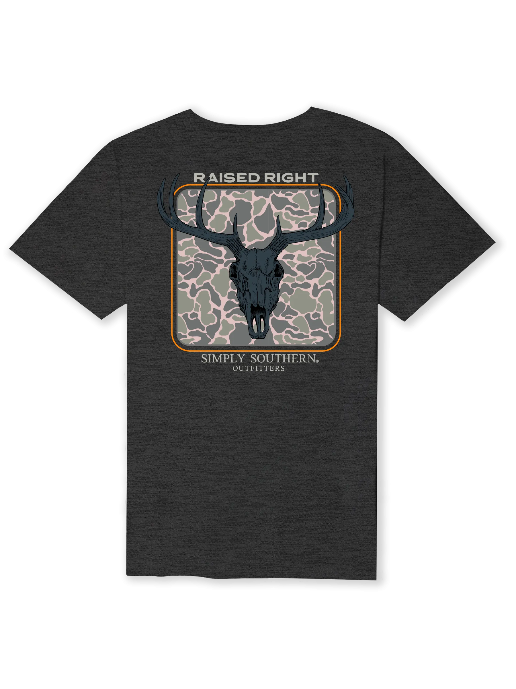 Simply Southern Raised Right Deer Skull Camo Tee