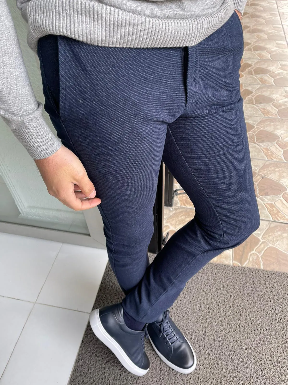 Slim Fit Navy Blue Dress Pants