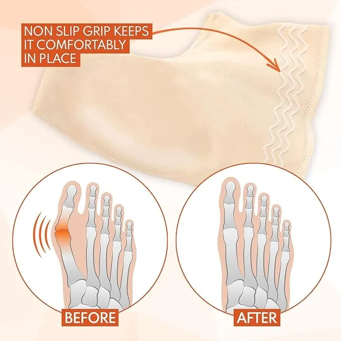 Soft Bunion Corrector suitable Night And Home Use Men's Bunion Pads Relief Orthopedic Sock Cushion Sleeve Splint Gel Protector Support Brace w/ Non-Slip Grip - Bunion Remover Toe Guard - Fix Hallux