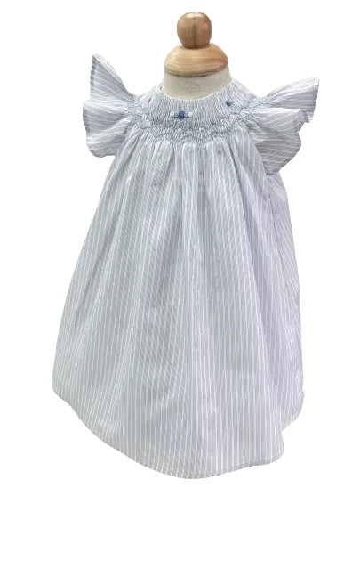 Tartine et Chocolat Blue Lavande Striped Embroidered Smocked Dress 1 Months