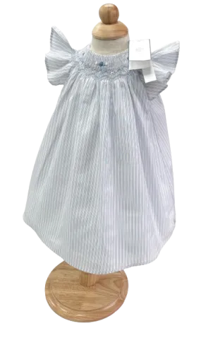 Tartine et Chocolat Blue Lavande Striped Embroidered Smocked Dress 1 Months