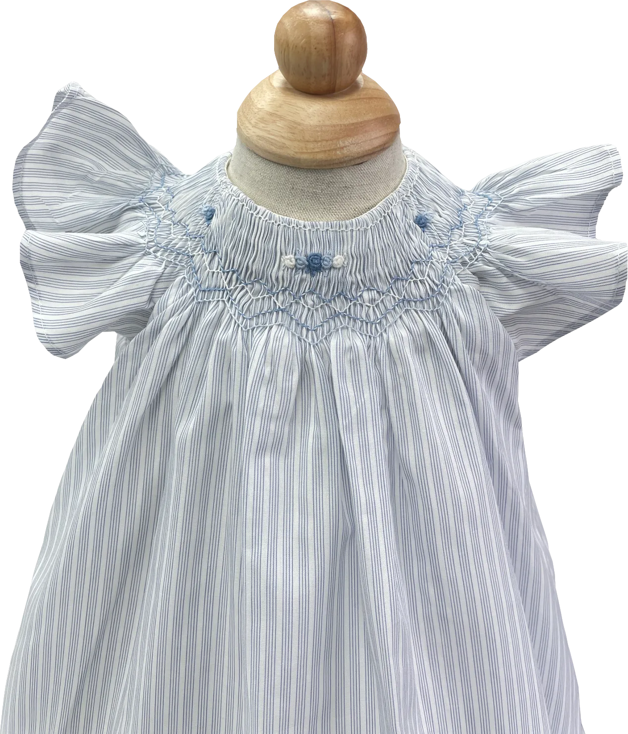 Tartine et Chocolat Blue Lavande Striped Embroidered Smocked Dress 1 Months