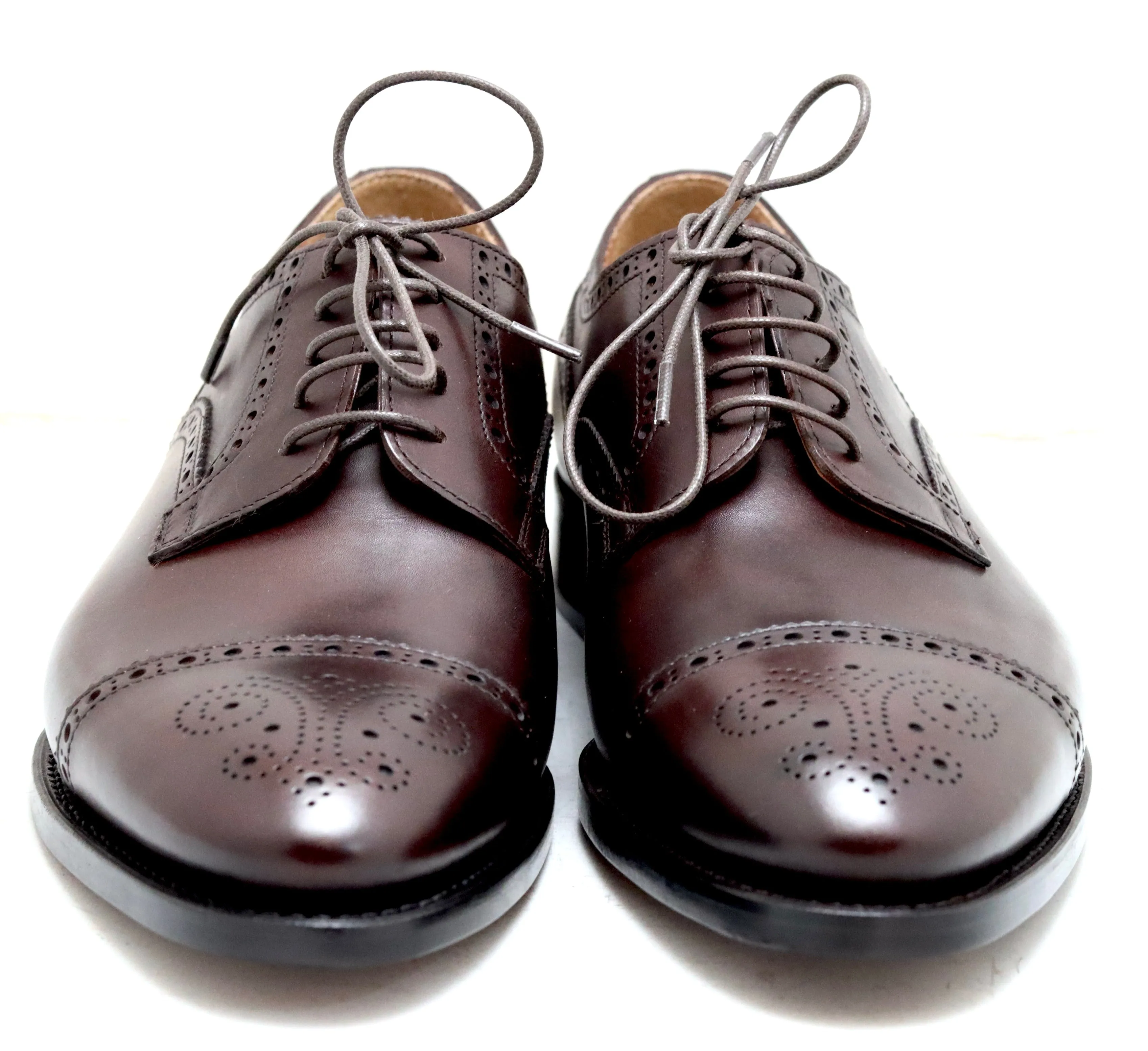 Toe cap derby brogue | dark brown  | box calf | wide fit