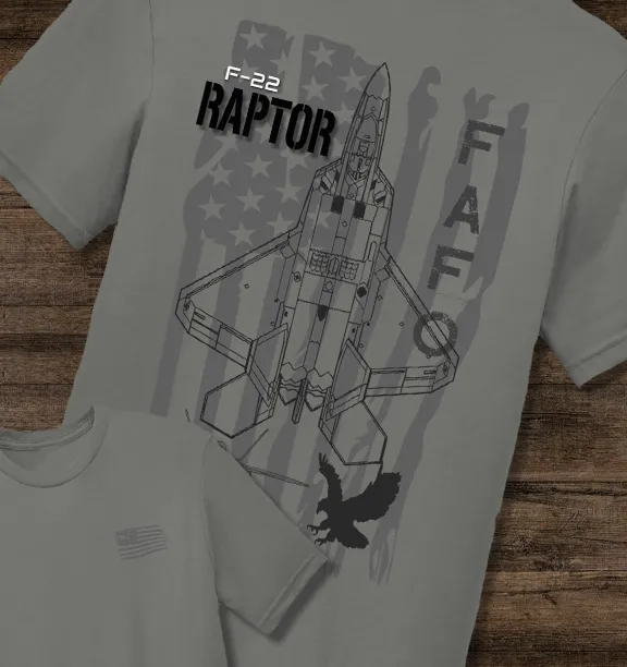 USAF F-22 Raptor Stealth Elegance: Gunmetal Cotton Tee - Unisex Fit