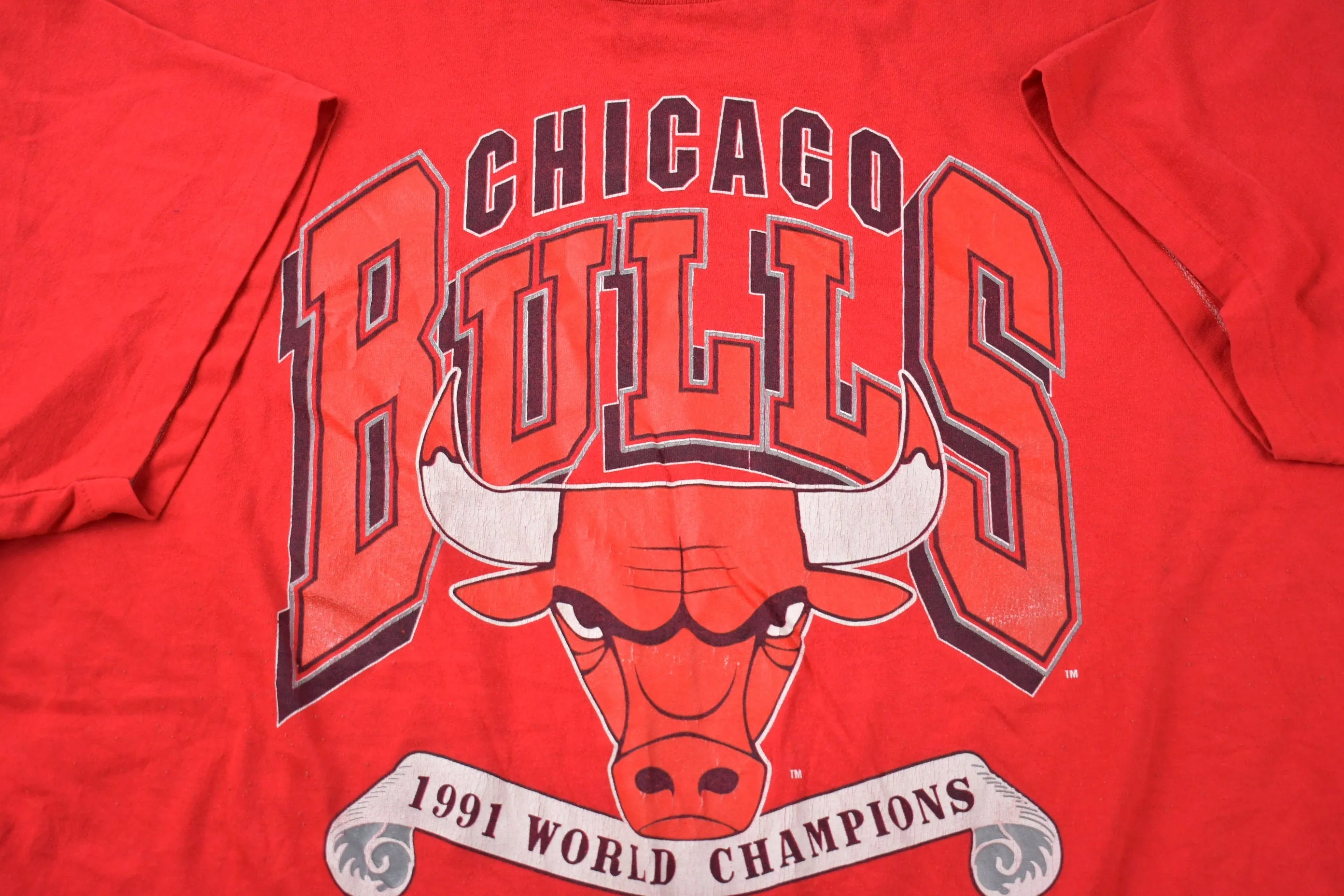 Vintage 1991 Chicago Bulls NBA World Champions Graphic T-Shirt / Streetwear / Retro Style / Single Stitch / Made In USA / 90s Jostens NBA