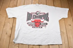 Vintage 1997 Chicago Bulls 5 Time Champions Logo Athletic Made In USA Graphic T-Shirt / Streetwear / Retro Style / Single Stitch / 90s Bulls